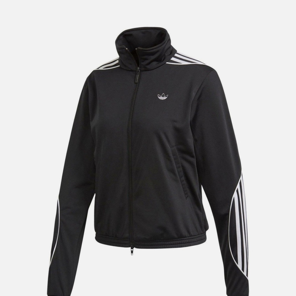 adidas Originals Black Bomber Track Jacket with White Stripe Accents